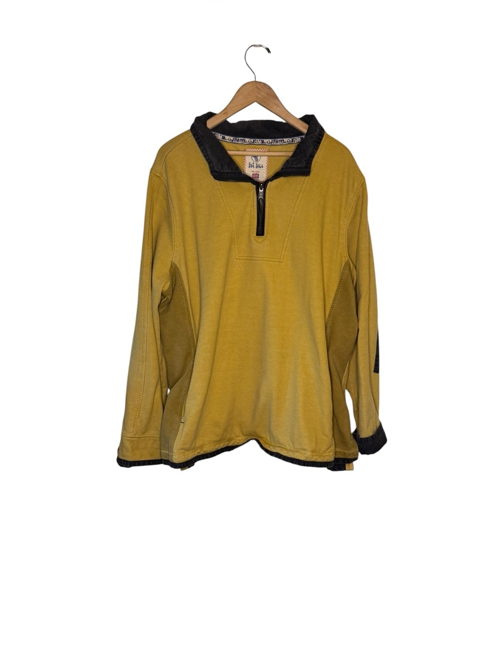 FatFace Airlie 1/4 Zip Panel Sweatshirt Mustard Yellow Rugged Size XXXL Vintage